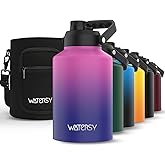 WATERSY 1 Gallon Water Bottle Insulated(Cold for 48 Hrs),BPA Free&Leak Proof,128oz Stainless Steel Water Jug,Big thermo,Large Water Bottle with Handle for Gym,Hiking,Camping&Travel,Gradient Purple