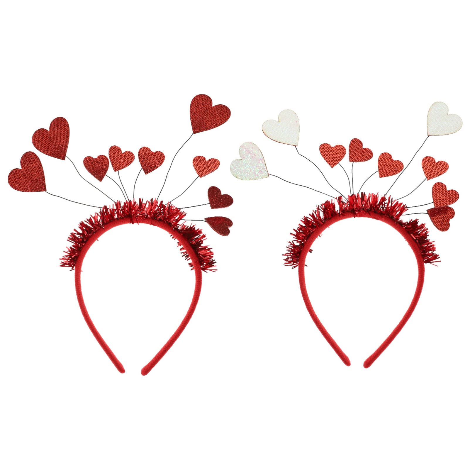 FOMIYES 2Pcs Heart Headband Valentines Day Hair Hoops Pink Red Love Heart Head Boppers Romantic Hairband Hair Clasp Party Photo Props for Girls Hair Accessories