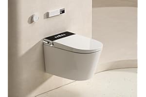 MEJE #T010G - Wall Hung Smart Toilet,Wall Hung Toilet with Bidet Combo, Build In Water Tank, Heated Seat,Warm Water,Dryer,Auto Flush, Foot Sensor Open/Close Lid & Flush (No need additional Water Tank)