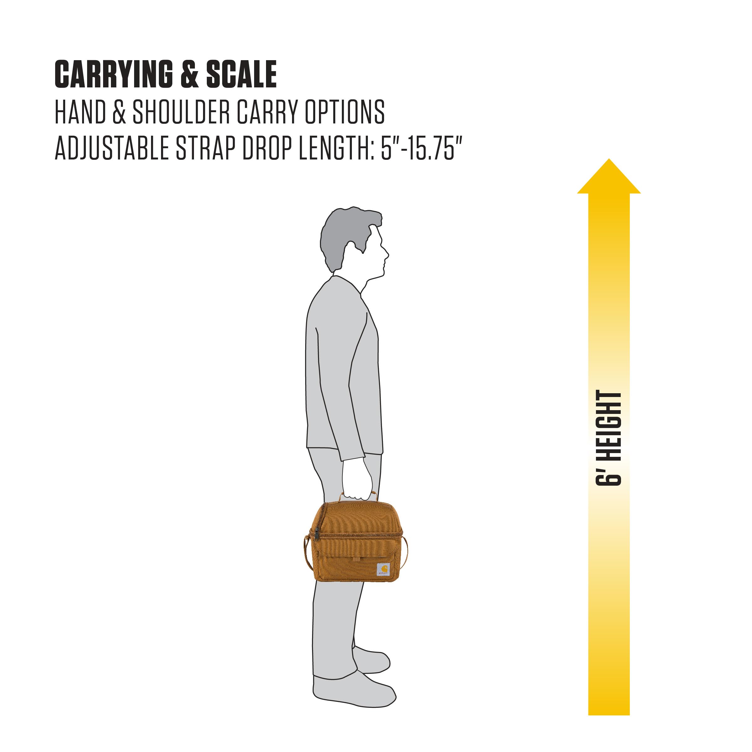 Carhartt 12 Can Two Compartment Lunch Box | Durable, Fully-Insulated Lunch Bag for Women & Men, Large Lunchbox (Carhartt Brown)