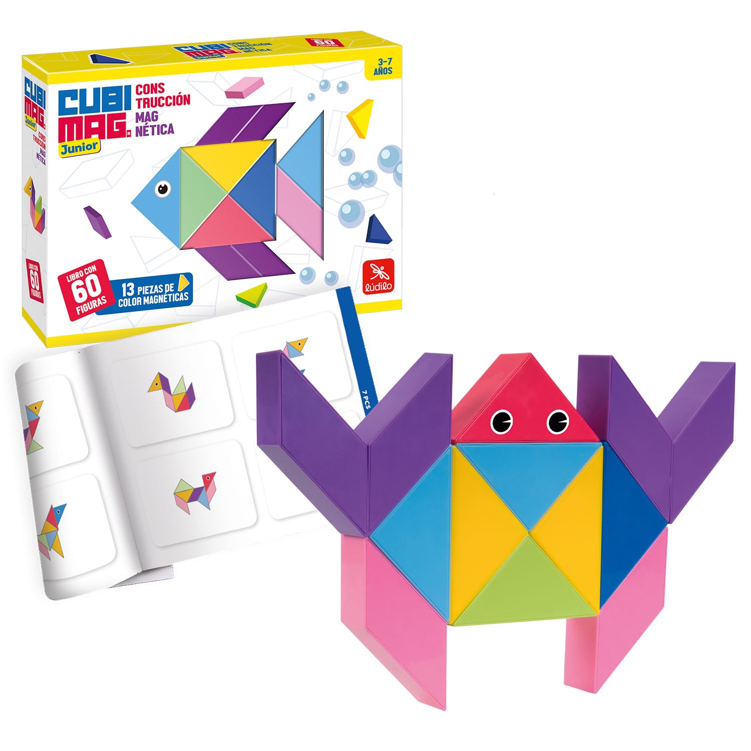 Ludilo Cubimag Jr | Magnetic 3D Puzzle | 13 Pieces | 60 Challenges | Ages 3+