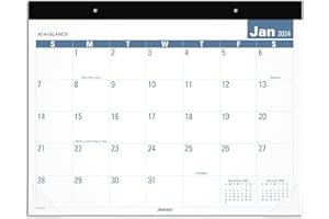 AT-A-GLANCE 2024 Desk Calendar, Monthly Desk Pad, 21-3/4" x 17", Standard, Easy to Read (SKLP243224)