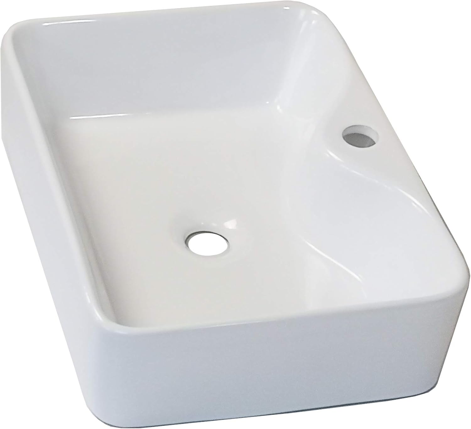 Rectangle Vessel Sink with Faucet Hole, Mocoloo 16"x12" White Ceramic