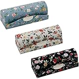 Metrical 3 Pcs Lipstick Case Retro Style Flower Print Lipstick Holder with Mirror for Purse
