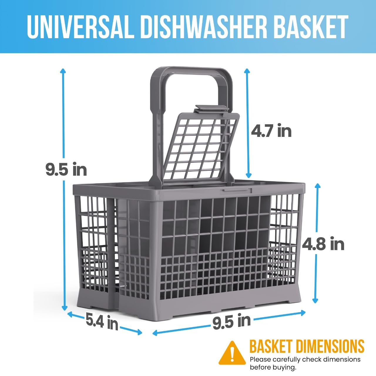 NATIKON Universal Dishwasher Utensils Silverware Cutlery Basket Compatible with Maytag, Samsung, Kenmore,GE, Bosch, Whirlpool, KitchenAid and Many More (Gray)