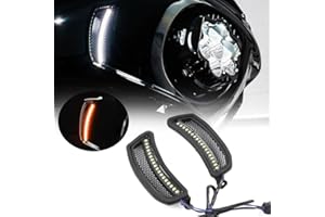 ZYTIGHTER Motorcycle Side Fairings Headlight LED Turn Signal Light Trim Lamp For Harley Low Rider ST FXLRST 2022-2024,Low Rider El Diablo FXRST 2022 Black color