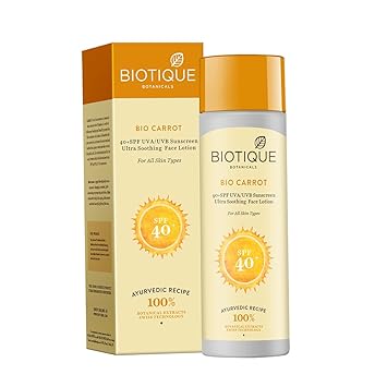 Biotique SPF 40 Bio Carrot Face and Body Sun Lotion, 120ml