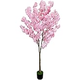 Cherry Blossom Tree 6.2ft, Artificial Pink Faux Cherry Blossom Tree Fake Pink Tree for Wedding Party Decor, Home Living Room Decor