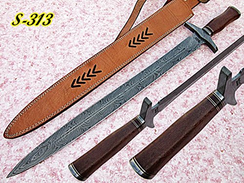 Sw-313 B, Handmade Damascus Steel 28 Inches Sword - Best Quality Marindi Wood Handle with Damascus Steel Guard