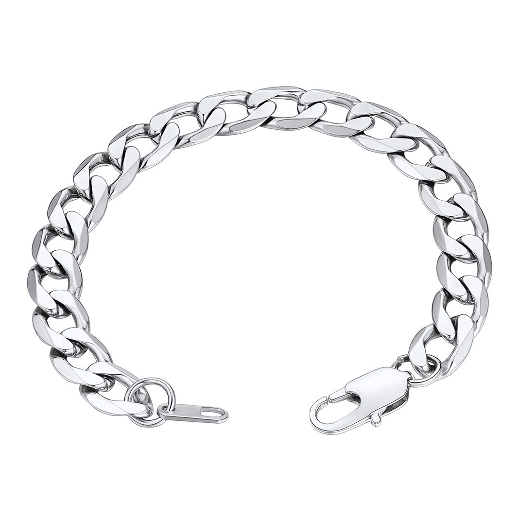 GOLDCHIC JEWELRY Curb Chain Men Women's Bracelet, 316L Stainless Steel 6mm Cuban Link Bracelet, 21CM