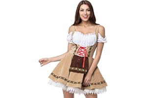 GRAJTCIN Womens Oktoberfest Costume, Velvet German Bavarian Dress for Halloween Carnival