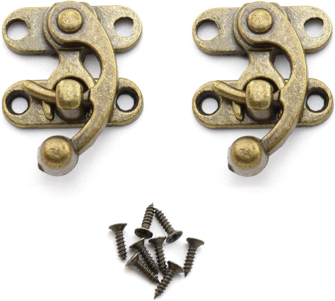 Antique Hook Hasp Latch, OZXNO 2Pack Retro Bronze Tone Swing Lock