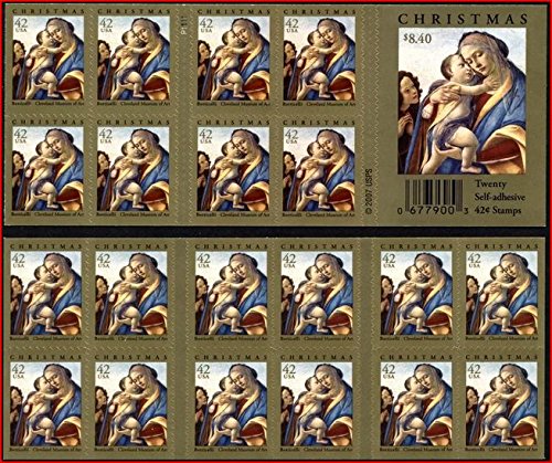 Christmas Virgin and Child Booklet Pane of Twenty 42 Cent Stamps Scott 4359a
