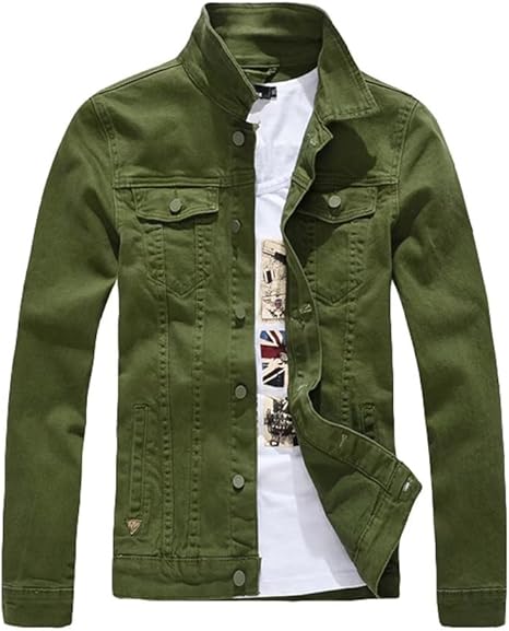 Amazon Co Jp Eleitchtee Gジャン メンズ デニムジャケット ジージャン デニム 細身 008 Klfz X 05 2xl グリーン 服 ファッション小物