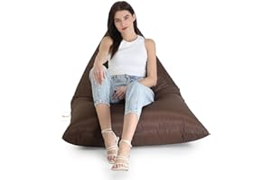 SATTVA CLASSY.ELEGANT.STYLISH SATTVA 5ft Triangle Bean Bag for Adults - Big Bean Bag Covers Only (No Filling), Love Sack Bean Bag Oversized, All Weather Water Resistant Ultra Soft Zipper, for Dorm & Family Room (Brown)