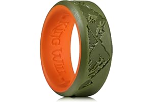 King Will Silicone Rings For Men, Rubber Wedding Bands with Unique Mountain Peak Design Multiple Colors, 8mm Wide 2.2mm Thick, Comfort Fit Size 7-13