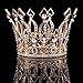 FUMUD Imperial Medieval 4inch Crowns Full Rould Gold/Silver Tiaras For Women Clear Crystal Pageant Party Costumes Diadem Hair Jewelry (Rose Gold)
