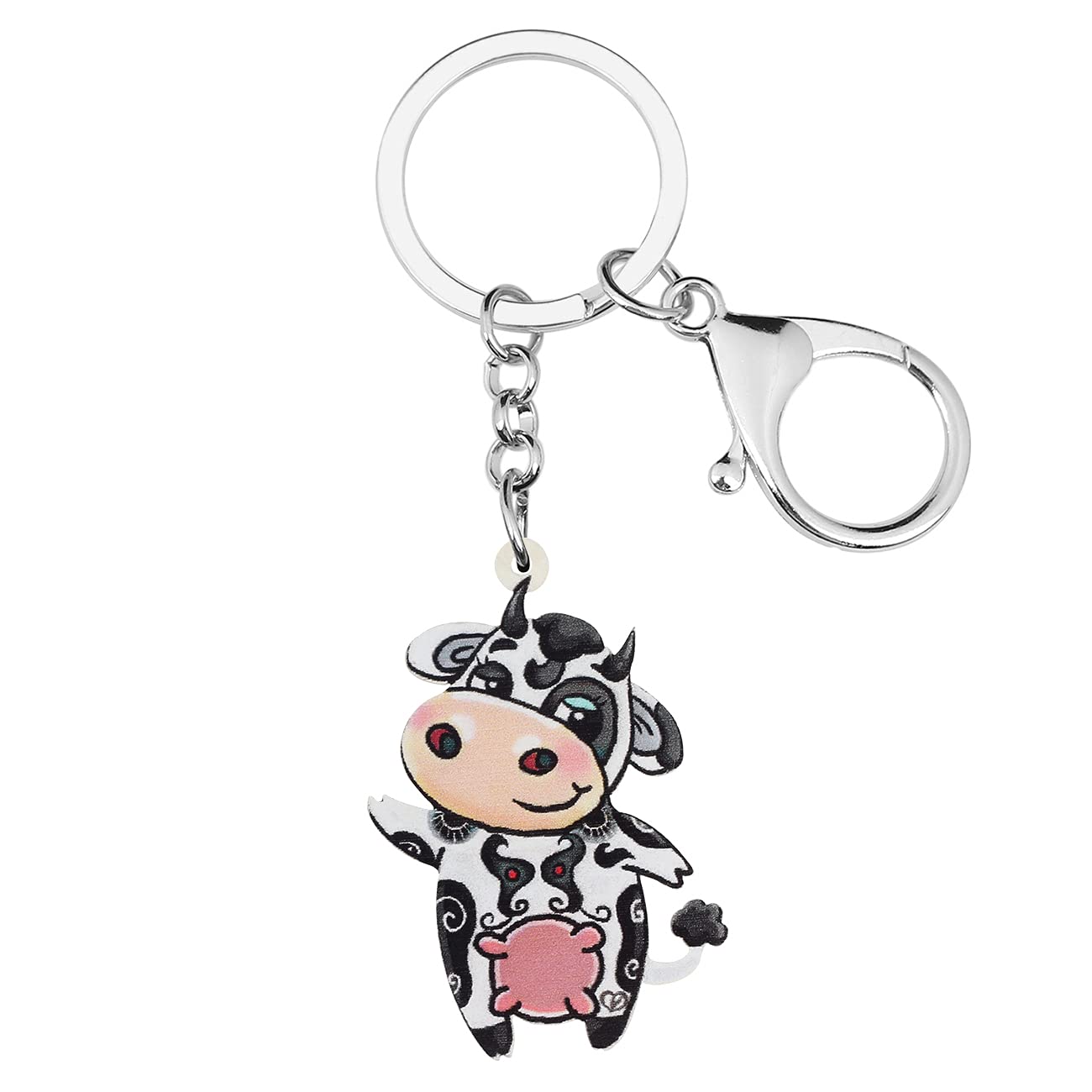 BONSNY Acrylic Cartoon Milk Cow Keyrings For Women Girl Key Bag Phone Charm Jewellery Gift (Dark)
