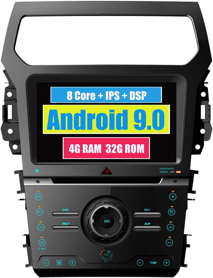 RoverOne Android 8.0 In Dash Car DVD GPS Navigation System for Ford Explorer 2012 2013 2014 2015 with Stereo Radio Bluetooth GPS SD USB Mirror Link Touch Screen