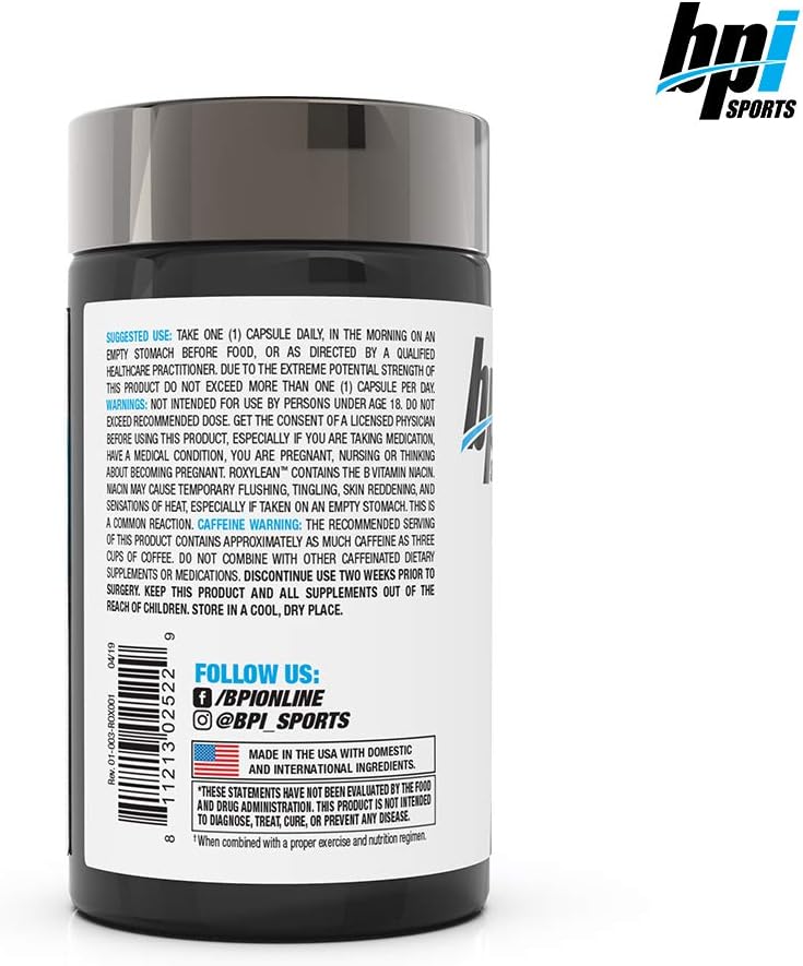 BPI Sports -Roxylean Extreme Fat Burner & Weight Loss Supplement, 60Count (Packaging May Vary): Health & Personal Care