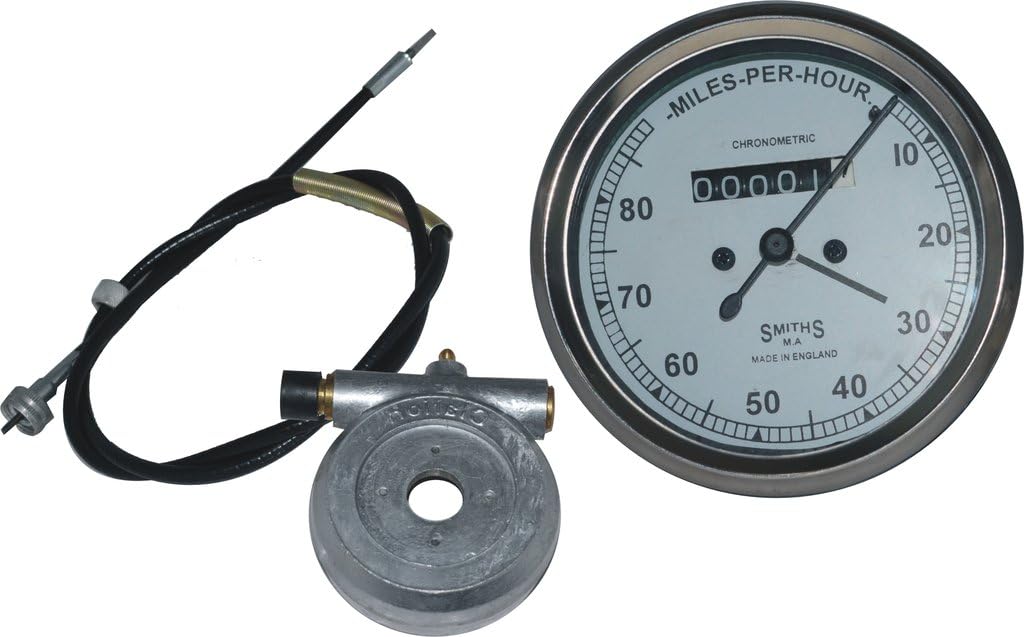 Royal Vintage Spare A115 Smith Replica Speedometer White Faced Bsa Royal Enfield Norten 0-80 Mph + 54 Inches Long Speedometer Cable + Steel Speedometer Hub Drive 2:1