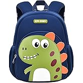 Bansusu Dinosaur Anti-lost Kids Backpack for Kindergarten Preschool Boys with Safety Leash, Lightweight Boys Small Backpack Daycare Bag, A-Dark-blue+Green