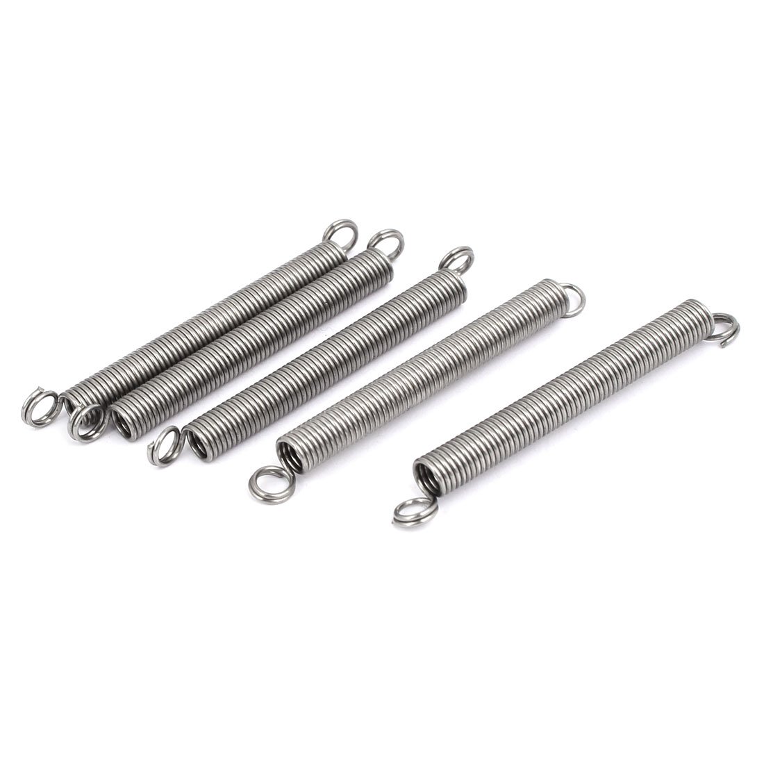 Sourcingmap 0.8mmx6mmx60mm 304 Stainless Steel Tension Springs Silver Tone 5pcs