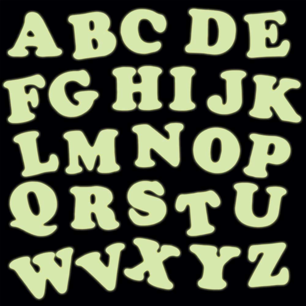 Baker Ross AX183 Glow In The Dark Alphabet Stickers - Pack of 300, Kids Stickers, Ideal for Children's Arts and Crafts Projects, Great for Card Making and Scrapbooking