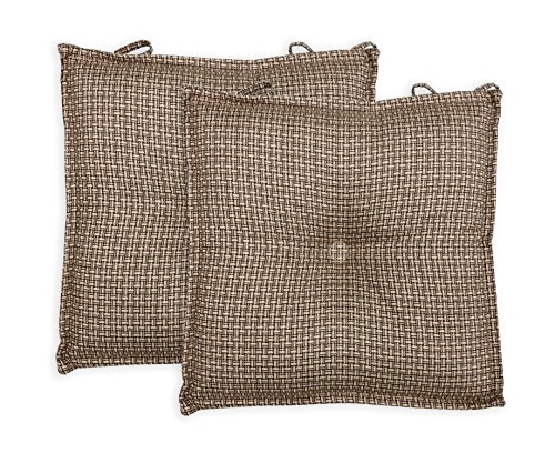 Arlee Carlin Set of Two (2) Seat Cushions Bark (Brown) -Comfortable, Indoor, Dining, Living Room, Kitchen, Office, Den, Washable, Fabric Ties Chair Pad, Piece