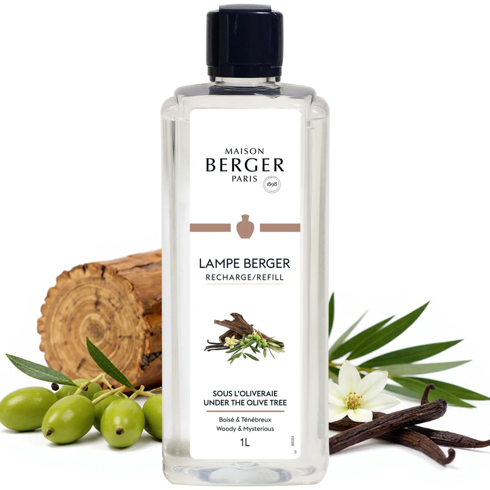 MAISON BERGER Under The Olive Tree Lamp Berger Fragrance Refill, 1 Liter – 2-in-1 Catalytic System, Neutralizes Odours Then Diffuses Fragrance, Aged Wood and Resin with Earthy Mediterranean Depth — image 1