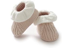 Hadetoto Baby Booties Newborn Boy Girl Soft Cozy Sock Booties Shoes Infant Toddler Warm Knit Bootie