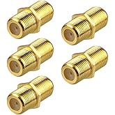VCE Coaxial Cable Connector, RG6 Coax Cable Extender F-Type Gold Plated Adapter Female to Female for TV Cables,5 Pack