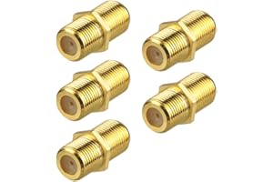 VCE Coaxial Cable Connector, RG6 Coax Cable Extender F-Type Gold Plated Adapter Female to Female for TV Cables,5 Pack