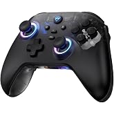 Machenike G3V2 Wireless Controller, 1000Hz Hall Effect, RGB, Black | Tri-mode wired, 2.4G and Bluetooth for PC, Switch, iOS and Android, with force-adjustable sticks and 2 programmable buttons.