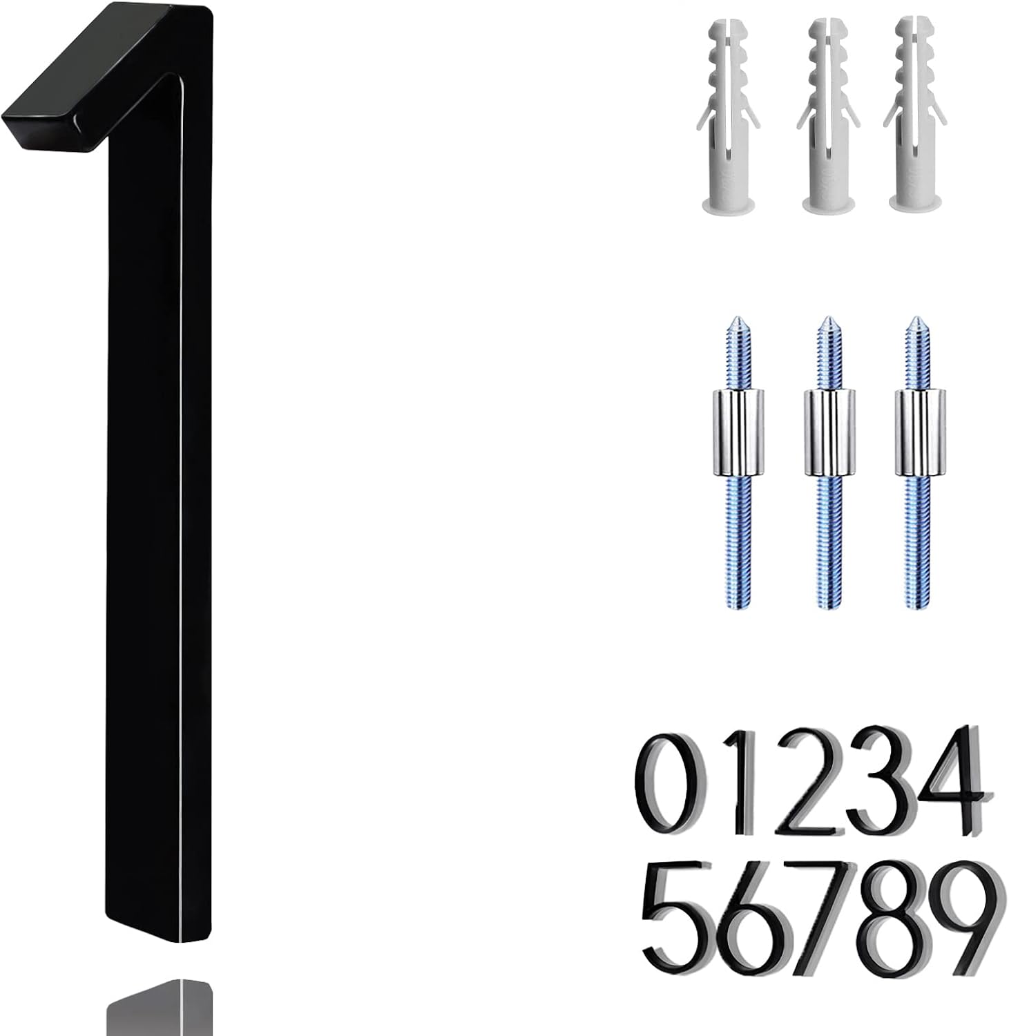 Address Signs - Numbers For Address On House - 5 Inch Floating House Numbers With Nail Kit And Instructions Easy To Install Number 1