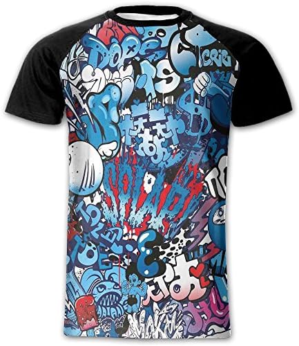 Newfood Ss Teenager Style Image Wall Street Graffiti Graphic Colorful Design Artwork Men's Short Sleeve Raglan T XL
