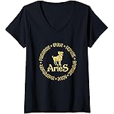 Womens Aries Zodiac Sign - Aries Zodiac Birthday V-Neck T-Shirt