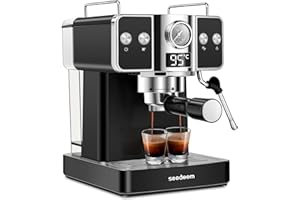 SEEDEEM Espresso Machine,20 Bar Espresso Maker with Milk Frother,Stainless Steel Latte and Cappuccino Machine with 1.8L(60 Fl Oz) Removable Water Tank