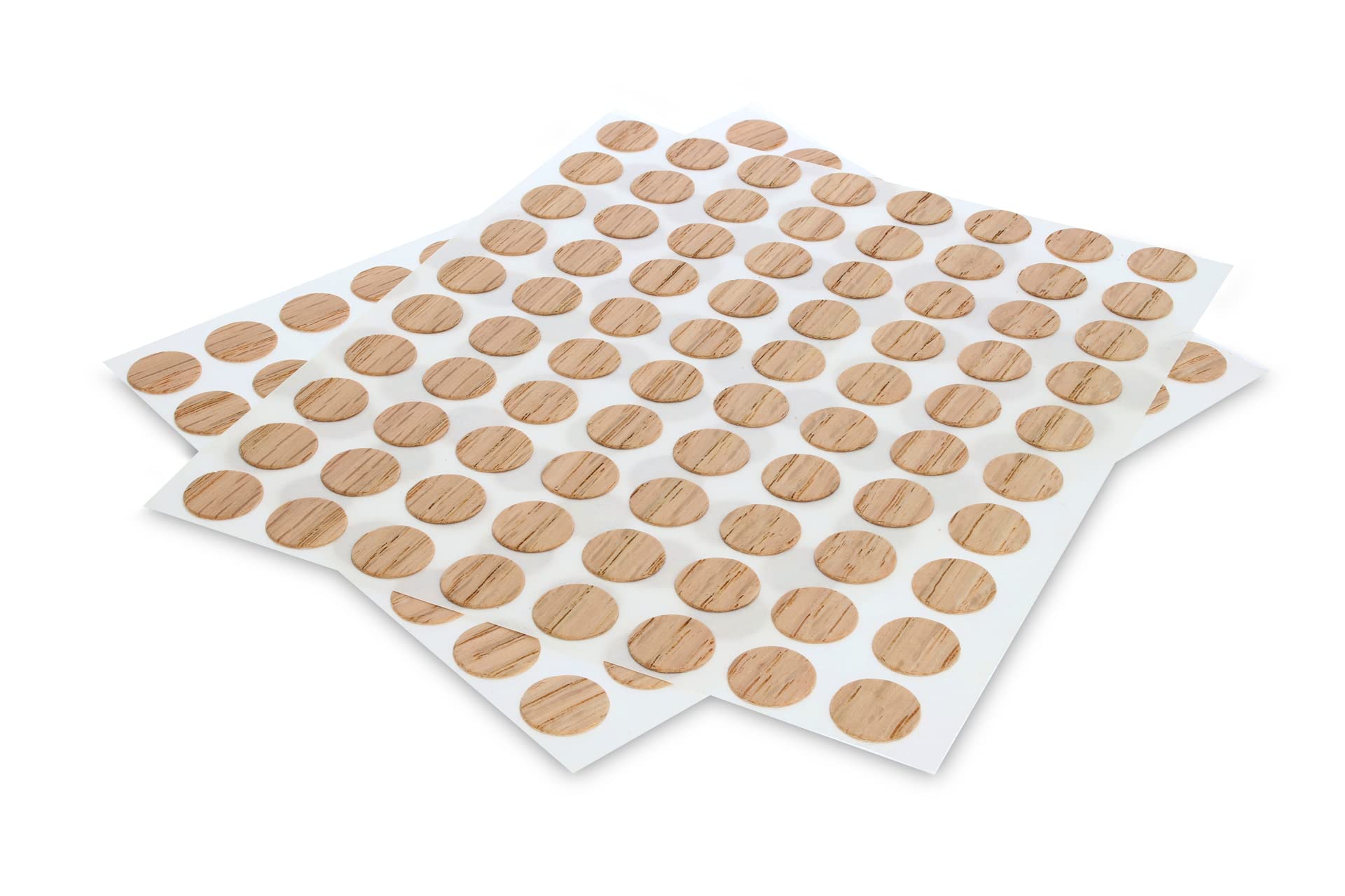 WoodPress® Peel & Stick, Real Red Oak Wood, Screw Hole Cover Caps – 160 x 13mm Pieces – Can be Varnished or Finished as Desired