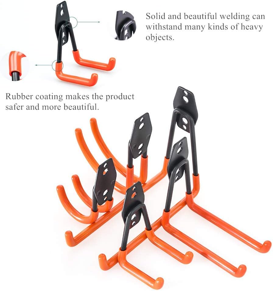 Garage Hooks Wall Mount, 10 Pack Steel Garage Storage Hooks Organizer Heavy Duty, Anti-Slip, for Hanging Bikes, Garden Tools, Ladders etc (10Packet-1) - - 