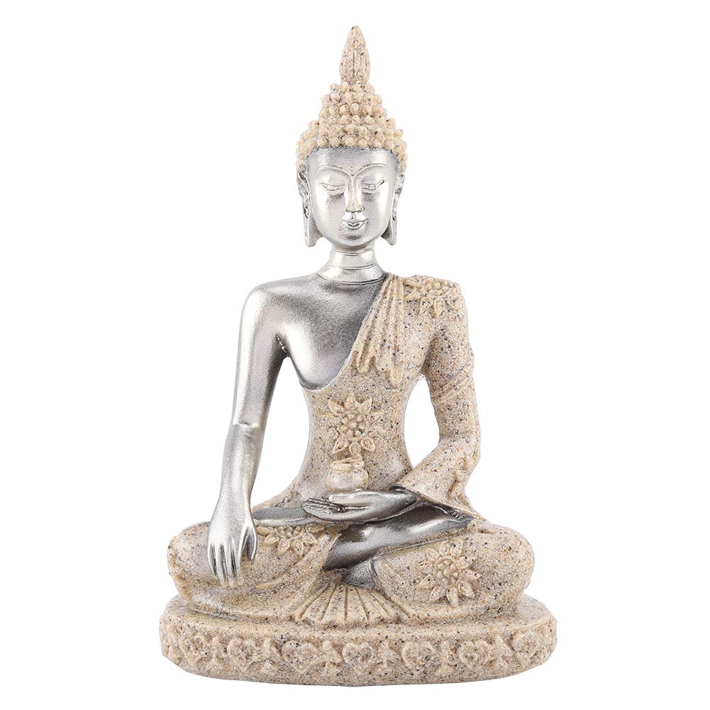 Dekaim Meditating Seated Buddha Statue Carving Figurine Craft for Home Decoration Table Ornament(1)