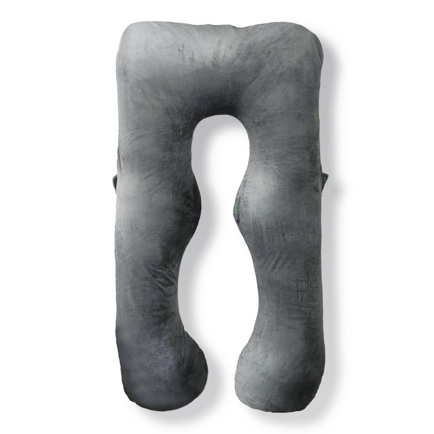 HUGMIN® ハグミン 抱き枕 【 だきまくら U字型 マタニティ 妊婦用 授乳クッション 】 腰痛 妊婦 快眠サポート 【 妊娠中・産前産後・授乳サポート 】 体圧分散 ロングクッション 寝返りスムーズ 睡眠改善 【 全身を包み込む抱き枕 】 抗菌防臭の洗えるカバー 防ダニ補充綿付 ｜ 約140×80㎝ ｜ ミディアム ｜高級ベロア ｜グレー商品画像