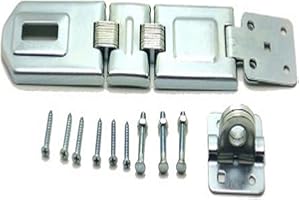 NU-SET 7-1/2-Inch Single Hinged Rolled Edges Steel Hasp with Flexible Links For Superior Strength, Mounting Screws included 2703-3