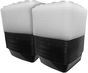 Snap Pak Extra Large, Plastic Food Storage, Meal Prep, Take-Out Delivery Container Rectangular, 64oz, Black Base/Clear Lid