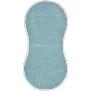 JUZIHAI Dusty Blue Muslin Burp Cloths 1 Pack - Extra Large 22"x11", 4-Layer Soft Absorbent Cotton, Waterproof Backing, Baby D