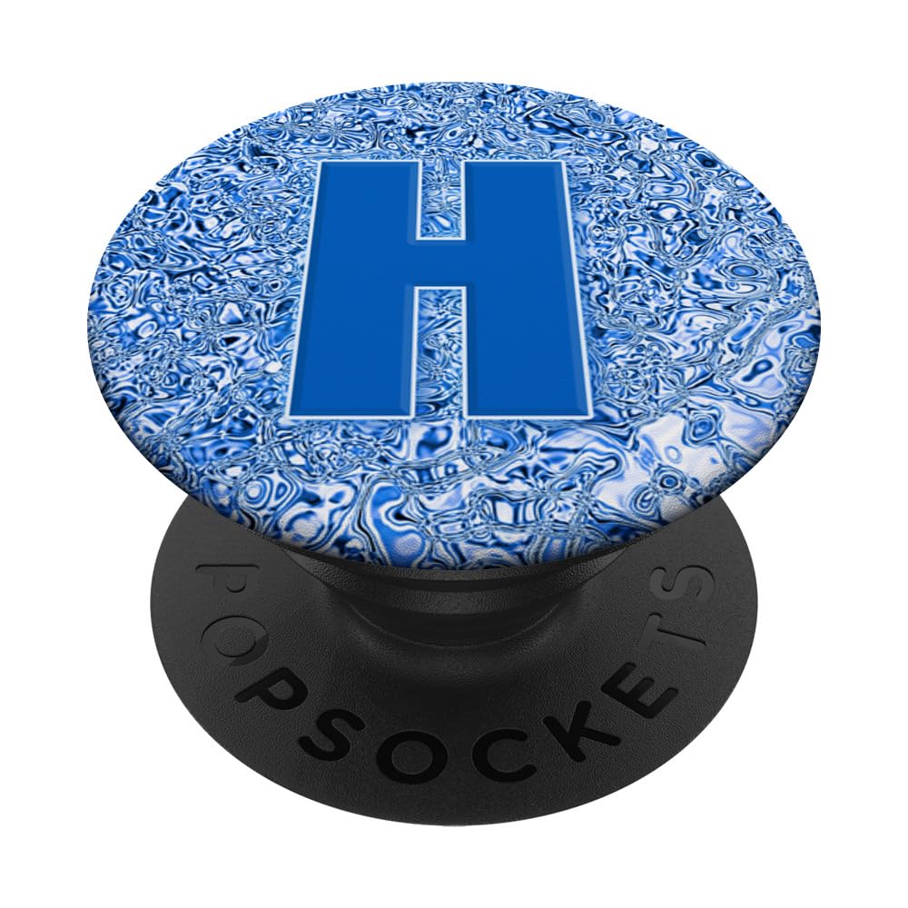 Monogram Initial Letter H Pop Socket Blue Ice Letter H PopSockets Swappable PopGrip