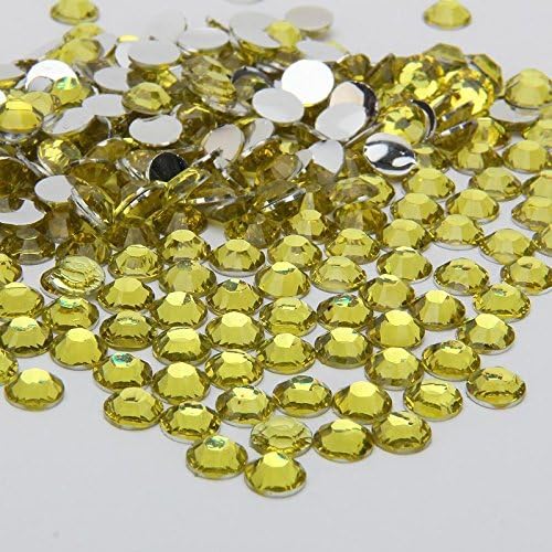 2000 Crystal Silver Flat Back Acrylic Rhinestones Gems Diamante 2 mm Lemon Yellow color