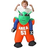 Camlinbo Inflatable Kids Halloween Costume Blow Up Ride on Alien Costumes for Halloween Alien Theme Boy Girls Cosplay Party