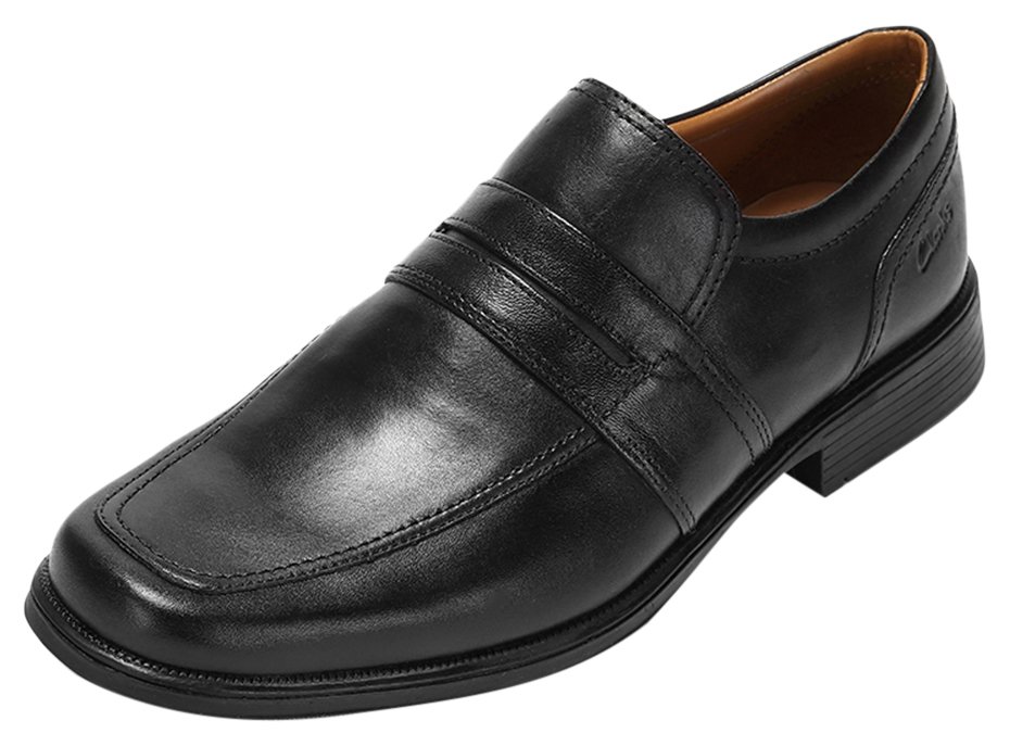 Clarks Mens Slip On Loafer Flats Shoes Huckley Work Black
