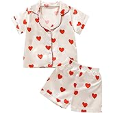 Multitrust Baby Girls Silk Pajamas Set Daisy Floral Girl Short Sleeve Button Down Shirts and Shorts Matching Pj Lounge Set